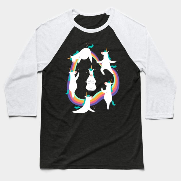 Unicorn Yoga Baseball T-Shirt by madeinchorley